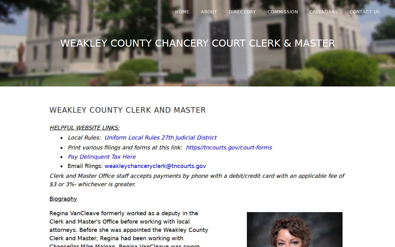 Weakley County Clerk and Master records information