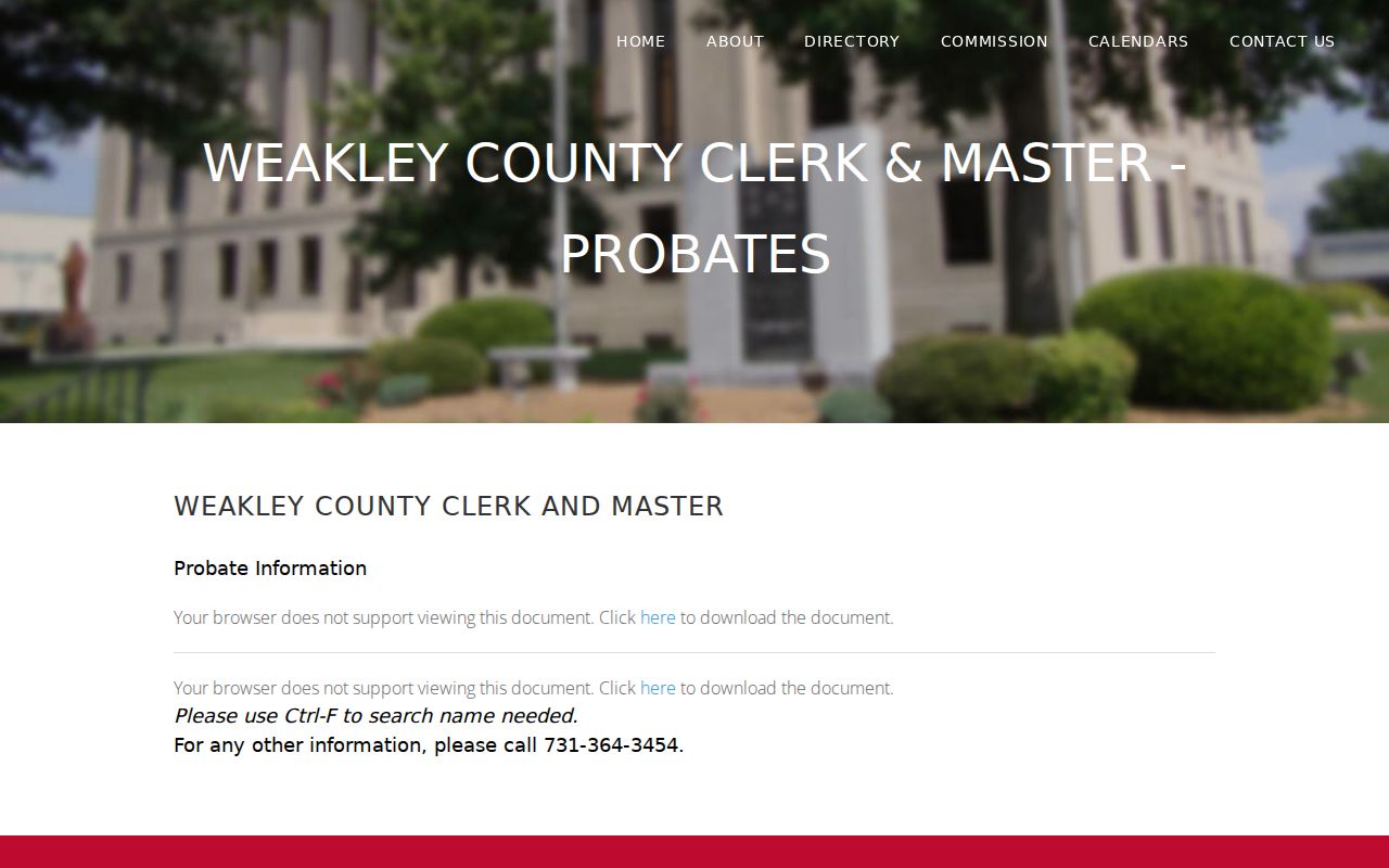 Weakley County probate records and Clerk and Master resources