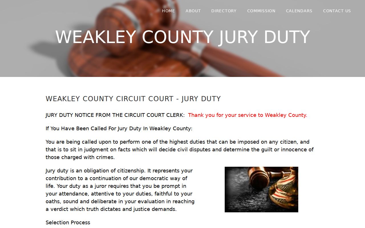 Weakley County court dates and jury term information