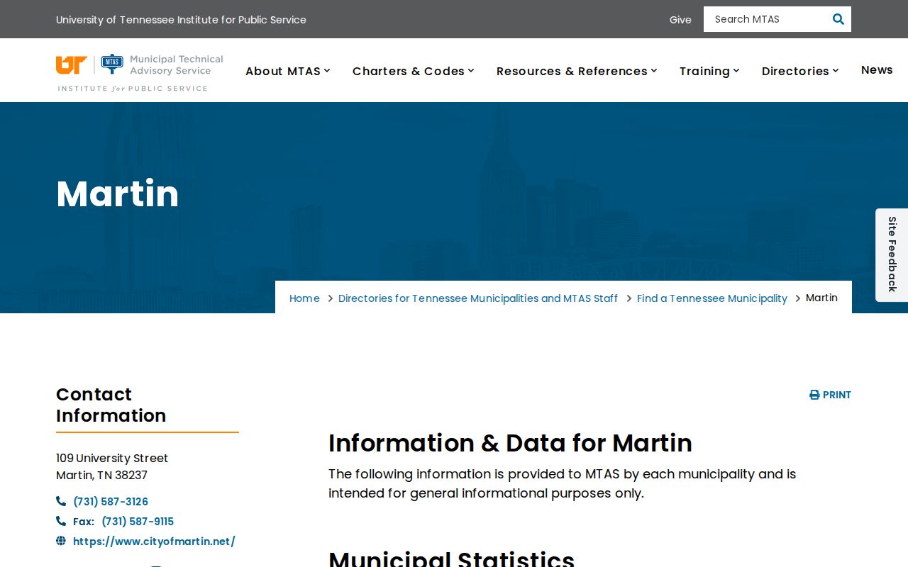 MTAS Martin municipal and city court directory